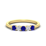 Load image into Gallery viewer, 0.50-carat-5-stone-diamond-and-sapphire-basket-prong-wedding-anniversary-band-in-yellow-gold-FDENS141ROBGSABLANGLE3-0.50CT-NL-YG