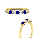 Load image into Gallery viewer, 0.50-carat-5-stone-diamond-and-sapphire-basket-prong-wedding-anniversary-band-in-yellow-gold-FDENS141ROBGSABLANGLE3-0.50CT-NL-YG
