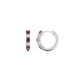 Load image into Gallery viewer, 0.50-carat-5-stone-pink-sapphire-huggie-hoop-earrings-in-white-gold-FDEAR10773GSADRPIANGLE2-NL-WG