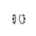 Load image into Gallery viewer, 0.50-carat-5-stone-pink-sapphire-huggie-hoop-earrings-in-white-gold-FDEAR10773GSADRPIANGLE2-NL-WG