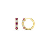 Load image into Gallery viewer, 0.50-carat-5-stone-pink-sapphire-huggie-hoop-earrings-in-yellow-gold-FDEAR10773GSADRPIANGLE2-NL-YG