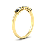 Load image into Gallery viewer, 0.50-carat-Princess-cut-7-stone-black-diamond-wedding-band-in-yellow-gold-fdwb8008prblackangle2-0.50ct-nl-yg.jpg