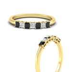 Load image into Gallery viewer, 0.50-carat-Princess-cut-7-stone-black-diamond-wedding-band-in-yellow-gold-fdwb8008prblackangle3-0.50ct-nl-yg.jpg