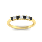 Load image into Gallery viewer, 0.50-carat-Princess-cut-7-stone-black-diamond-wedding-band-in-yellow-gold-fdwb8008prblackangle5-0.50ct-nl-yg.jpg