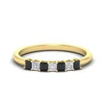 Load image into Gallery viewer, 0.50-carat-Princess-cut-7-stone-black-diamond-wedding-band-in-yellow-gold-fdwb8008prblacksleep-0.50ct-nl-yg.jpg