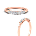 Load image into Gallery viewer, 0.50-carat-Princess-cut-7-stone-diamond-wedding-band-in-rose-gold-fdwb8008prangle3-0.50ct-nl-rg.jpg