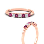 Load image into Gallery viewer, 0.50-carat-Princess-cut-7-stone-pink-sapphire-wedding-band-in-rose-gold-fdwb8008prgsadrpiangle3-0.50ct-nl-rg.jpg