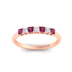 Load image into Gallery viewer, 0.50-carat-Princess-cut-7-stone-pink-sapphire-wedding-band-in-rose-gold-fdwb8008prgsadrpiangle5-0.50ct-nl-rg.jpg