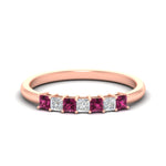 Load image into Gallery viewer, 0.50-carat-Princess-cut-7-stone-pink-sapphire-wedding-band-in-rose-gold-fdwb8008prgsadrpisleep-0.50ct-nl-rg.jpg