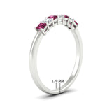 Load image into Gallery viewer, 0.50-carat-Princess-cut-7-stone-pink-sapphire-wedding-band-in-white-gold-fdwb8008prgsadrpiangle2-0.50ct-nl-wg-hw.jpg