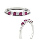 Load image into Gallery viewer, 0.50-carat-Princess-cut-7-stone-pink-sapphire-wedding-band-in-white-gold-fdwb8008prgsadrpiangle3-0.50ct-nl-wg.jpg