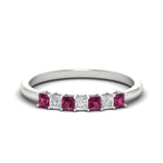 Load image into Gallery viewer, 0.50-carat-Princess-cut-7-stone-pink-sapphire-wedding-band-in-white-gold-fdwb8008prgsadrpisleep-0.50ct-nl-wg.jpg