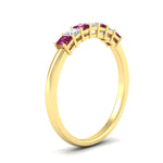 Load image into Gallery viewer, 0.50-carat-Princess-cut-7-stone-pink-sapphire-wedding-band-in-yellow-gold-fdwb8008prgsadrpiangle2-0.50ct-nl-yg.jpg