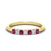 Load image into Gallery viewer, 0.50-carat-Princess-cut-7-stone-pink-sapphire-wedding-band-in-yellow-gold-fdwb8008prgsadrpisleep-0.50ct-nl-yg.jpg
