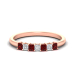 Load image into Gallery viewer, 0.50-carat-Princess-cut-7-stone-ruby-wedding-band-in-rose-gold-fdwb8008prgrudrsleep-0.50ct-nl-rg.jpg