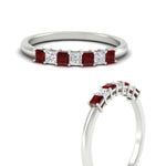 Load image into Gallery viewer, 0.50-carat-Princess-cut-7-stone-ruby-wedding-band-in-white-gold-fdwb8008prgrudrangle3-0.50ct-nl-wg.jpg