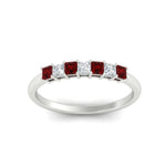 Load image into Gallery viewer, 0.50-carat-Princess-cut-7-stone-ruby-wedding-band-in-white-gold-fdwb8008prgrudrangle5-0.50ct-nl-wg.jpg