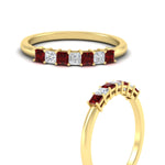 Load image into Gallery viewer, 0.50-carat-Princess-cut-7-stone-ruby-wedding-band-in-yellow-gold-fdwb8008prgrudrangle3-0.50ct-nl-yg.jpg
