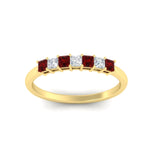 Load image into Gallery viewer, 0.50-carat-Princess-cut-7-stone-ruby-wedding-band-in-yellow-gold-fdwb8008prgrudrangle5-0.50ct-nl-yg.jpg