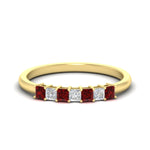 Load image into Gallery viewer, 0.50-carat-Princess-cut-7-stone-ruby-wedding-band-in-yellow-gold-fdwb8008prgrudrsleep-0.50ct-nl-yg.jpg