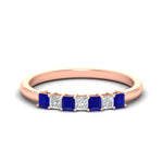 Load image into Gallery viewer, 0.50-carat-Princess-cut-7-stone-sapphire-wedding-band-in-rose-gold-fdwb8008prgsablsleep-0.50ct-nl-rg.jpg