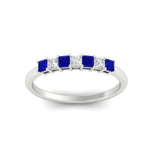 Load image into Gallery viewer, 0.50-carat-Princess-cut-7-stone-sapphire-wedding-band-in-white-gold-fdwb8008prgsablangle5-0.50ct-nl-wg.jpg