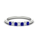 Load image into Gallery viewer, 0.50-carat-Princess-cut-7-stone-sapphire-wedding-band-in-white-gold-fdwb8008prgsablsleep-0.50ct-nl-wg.jpg