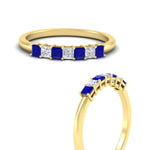Load image into Gallery viewer, 0.50-carat-Princess-cut-7-stone-sapphire-wedding-band-in-yellow-gold-fdwb8008prgsablangle3-0.50ct-nl-yg.jpg