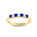 Load image into Gallery viewer, 0.50-carat-Princess-cut-7-stone-sapphire-wedding-band-in-yellow-gold-fdwb8008prgsablangle5-0.50ct-nl-yg.jpg