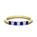 Load image into Gallery viewer, 0.50-carat-Princess-cut-7-stone-sapphire-wedding-band-in-yellow-gold-fdwb8008prgsablsleep-0.50ct-nl-yg.jpg