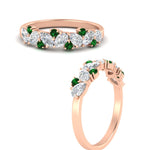Load image into Gallery viewer, 0.50-carat-pear-diamond-and-emerald-anniversary-wedding-band-in-rose-gold-FD9174BGEMGRANGLE3-0.50CT-NL-RG