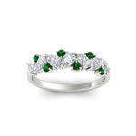 Load image into Gallery viewer, 0.50-carat-pear-diamond-and-emerald-anniversary-wedding-band-in-white-gold-FD9174BGEMGRANGLE5-0.50CT-NL-WG