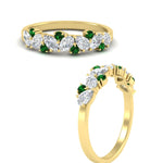 Load image into Gallery viewer, 0.50-carat-pear-diamond-and-emerald-anniversary-wedding-band-in-yellow-gold-FD9174BGEMGRANGLE3-0.50CT-NL-YG