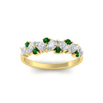 Load image into Gallery viewer, 0.50-carat-pear-diamond-and-emerald-anniversary-wedding-band-in-yellow-gold-FD9174BGEMGRANGLE5-0.50CT-NL-YG