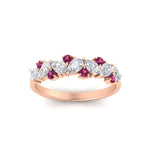 Load image into Gallery viewer, 0.50-carat-pear-diamond-and-pink-sapphire-anniversary-wedding-band-in-rose-gold-FD9174BGSADRPIANGLE5-0.50CT-NL-RG