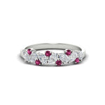 Load image into Gallery viewer, 0.50-carat-pear-diamond-and-pink-sapphire-anniversary-wedding-band-in-white-gold-FD9174BGSADRPI-0.50CT-NL-WG