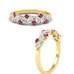 Load image into Gallery viewer, 0.50-carat-pear-diamond-and-pink-sapphire-anniversary-wedding-band-in-yellow-gold-FD9174BGSADRPIANGLE3-0.50CT-NL-YG