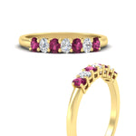 Load image into Gallery viewer, 0.50-ct-oval-seven-stone-pink-sapphire-anniversary-band-in-yellow-gold-fdwb8008ovgsadrpiangle3-0.50ct-nl-yg.jpg