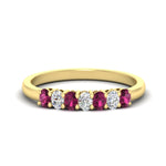 Load image into Gallery viewer, 0.50-ct-oval-seven-stone-pink-sapphire-anniversary-band-in-yellow-gold-fdwb8008ovgsadrpisleep-0.50ct-nl-yg.jpg