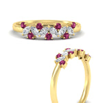 Load image into Gallery viewer, 0.50-ct-vintage-pink-sapphire-wedding-bands-for-women-in-yellow-gold-fdw2308gsadrpiangle3-0.50ct-nl-yg