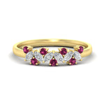 Load image into Gallery viewer, 0.50-ct-vintage-pink-sapphire-wedding-bands-for-women-in-yellow-gold-fdw2308gsadrpisleep-0.50ct-nl-yg
