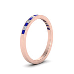 Load image into Gallery viewer, 0.50-ct.-princess-cut-diamond-channel-wedding-ring-for-her-with-blue-sapphire-in-18K-rose-gold-FD8382-0.50CTBGSABLANGLE2-NL-RG