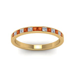 Load image into Gallery viewer, 0.50-ct.-princess-cut-diamond-channel-wedding-ring-for-her-with-orange-sapphire-in-14K-yellow-gold-FD8382-0.50CTBGSAORANGLE5-NL-YG