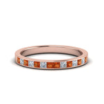 Load image into Gallery viewer, 0.50-ct.-princess-cut-diamond-channel-wedding-ring-for-her-with-orange-sapphire-in-18K-rose-gold-FD8382-0.50CTBGSAOR-NL-RG