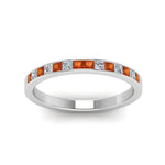 Load image into Gallery viewer, 0.50-ct.-princess-cut-diamond-channel-wedding-ring-for-her-with-orange-sapphire-in-18K-white-gold-FD8382-0.50CTBGSAORANGLE5-NL-WG