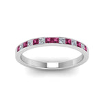 Load image into Gallery viewer, 0.50-ct.-princess-cut-diamond-channel-wedding-ring-for-her-with-pink-sapphire-in-14K-white-gold-FD8382-0.50CTBGSADRPIANGLE5-NL-WG
