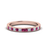 Load image into Gallery viewer, 0.50-ct.-princess-cut-diamond-channel-wedding-ring-for-her-with-pink-sapphire-in-18K-rose-gold-FD8382-0.50CTBGSADRPI-NL-RG