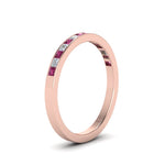 Load image into Gallery viewer, 0.50-ct.-princess-cut-diamond-channel-wedding-ring-for-her-with-pink-sapphire-in-18K-rose-gold-FD8382-0.50CTBGSADRPIANGLE2-NL-RG