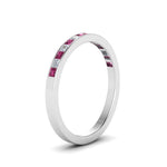 Load image into Gallery viewer, 0.50-ct.-princess-cut-diamond-channel-wedding-ring-for-her-with-pink-sapphire-in-18K-white-gold-FD8382-0.50CTBGSADRPIANGLE2-NL-WG
