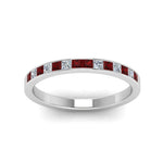 Load image into Gallery viewer, 0.50-ct.-princess-cut-diamond-channel-wedding-ring-for-her-with-ruby-in-14K-white-gold-FD8382-0.50CTBGRUDRANGLE5-NL-WG